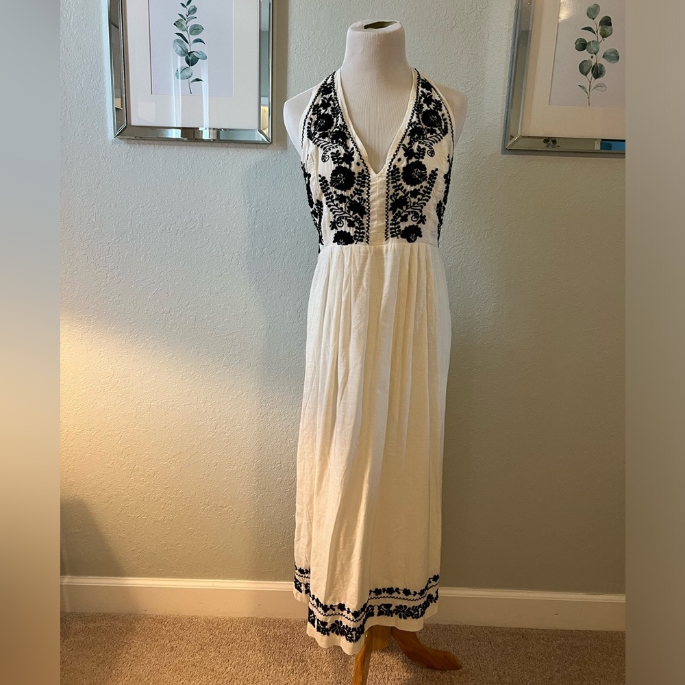 Open back halter midi dress